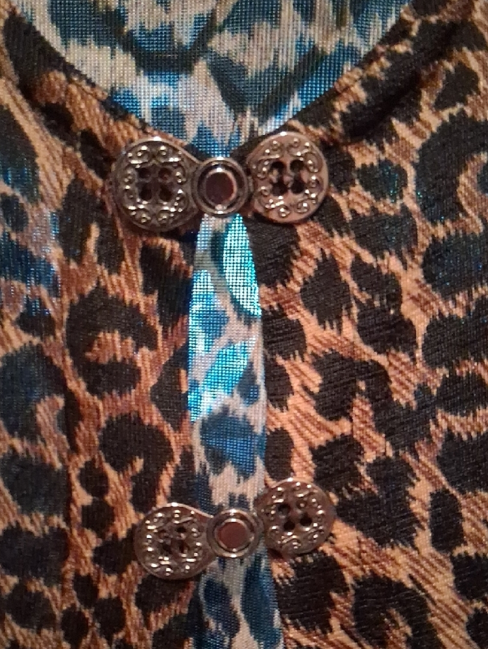 JSX Leopard Print Sleeveless Long Vest - Brown/Black - Picture 5 of 5